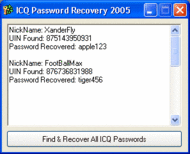 ICQ Password Recovery 2005 screenshot